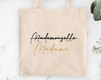 Tote bag Madame-Mademoiselle / EVJF / Future mariée / Mariage / Sac / Cabas / Personnalisable