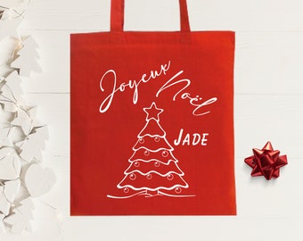 Sac Cadeau Noël Personnalisé / Tote Bag Sac Cadeau Noël / Hotte de Noël / Sac de Noël / Sac de Père Noël