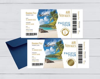Pregnancy Announcement Card / Pacific Plane Ticket / Personalized Scratch Card Original Announcement Dad Grandma Grandpa Aunt Uncle Other