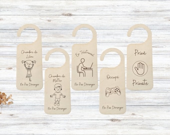 Accroche porte personnalisé  Ne pas Déranger Télétravail