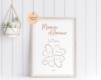 Affiche Mamie personnalisée /  Fête des mamies / Fête des grands mères / Cadeau Noël Mamie / Mamie d'Amour