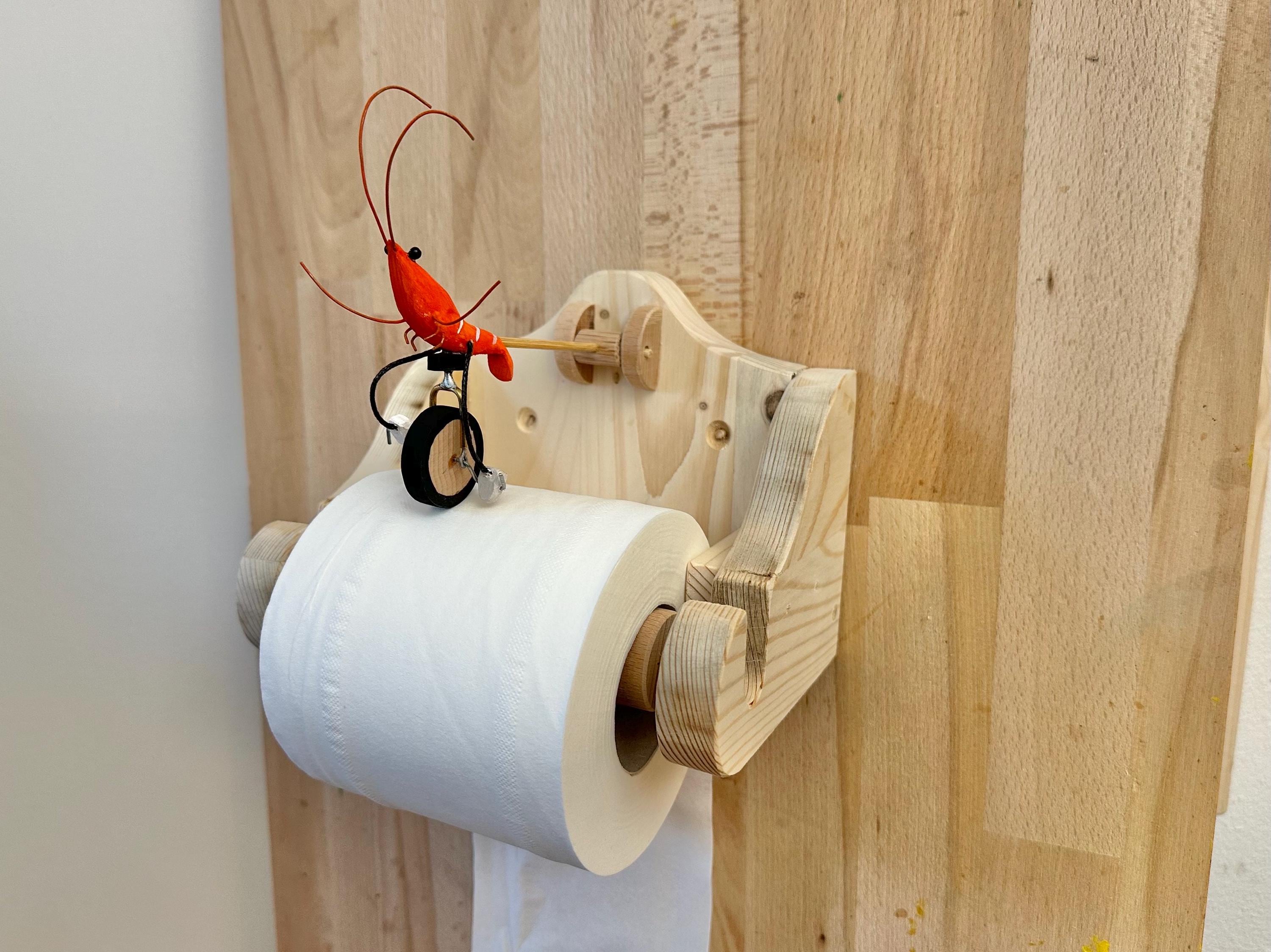 一輪車に乗ったエビ、説明を読む、トイレットペーパーホルダー - Etsy 日本