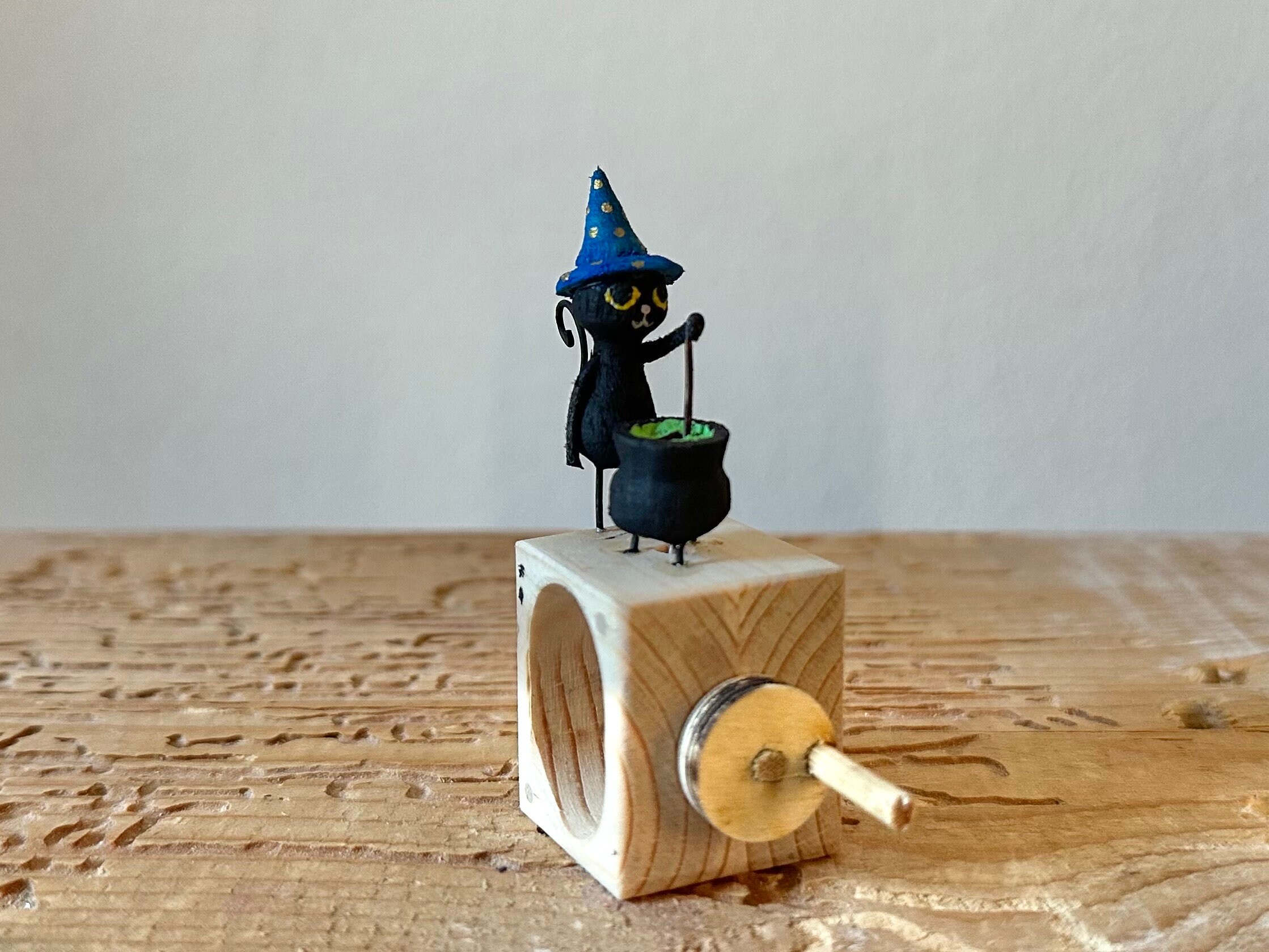 Black Cat Making Potions. Wooden Automaton. - Etsy