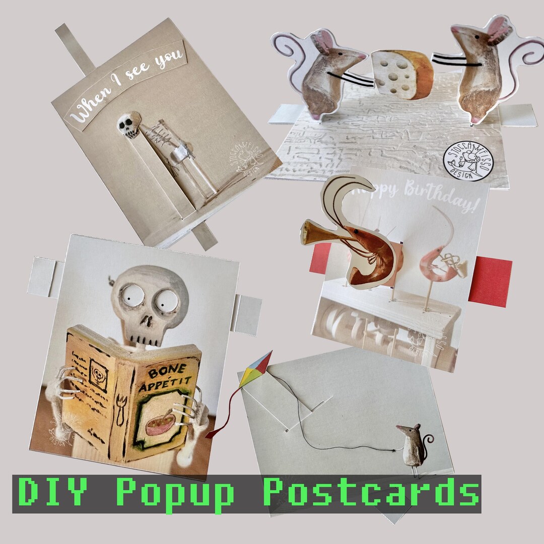 Bundle of 5 Mechanical Pop-up Postcards to Build - Etsy