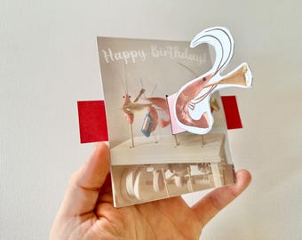 Shrimp Playing Trumpet - Easy to Make Moving Greeting Card