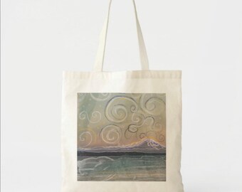 Mount Rainier Digital art download / Cotton tote bag