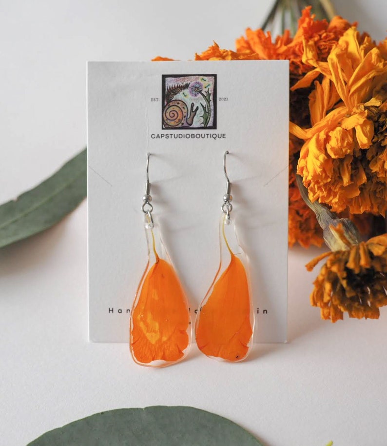 Dangle Acrylic Chiffon Petal Earrings - Long Rose Flower Statement Earrings For Women - View #2