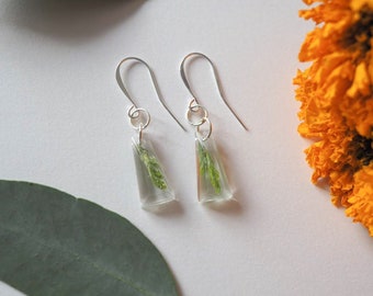 Cedar Needle Dangle Earring, green earrings, gifts for her, plant jewelry, fairy earrings, resin jewelry, handmade earrings, botanical gift