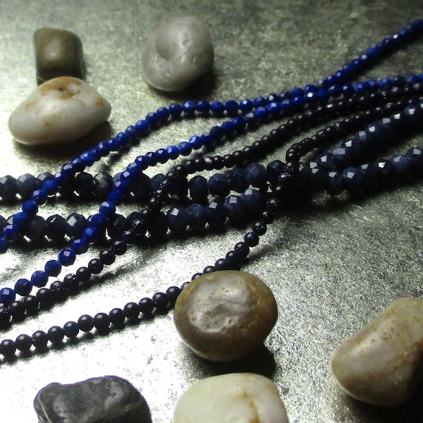 Lapis, Sapphires, Blue Goldstone, Blue Semi Precious  Natural Gemstones,  Small, Tiny Gemstones, 2mm - 4mm, Dark Blue