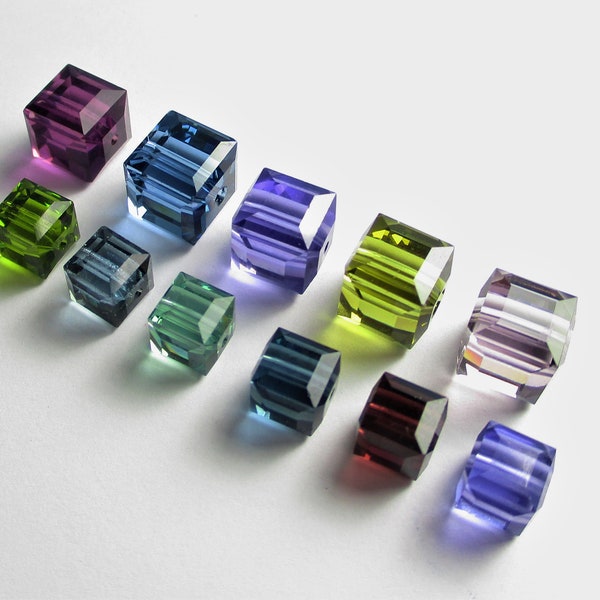 1 pièce/pk, 9 couleurs, perle cube à facettes Swarovski, 6mm, 8mm, 5601, quantités limitées