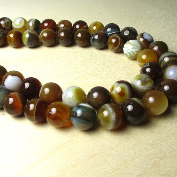 Agate, 12mm, Appx 14" Strand/28 Pcs, Chocolate, Mocha, Brown Mix, Round, Smooth, Polished, Natural Gemstones