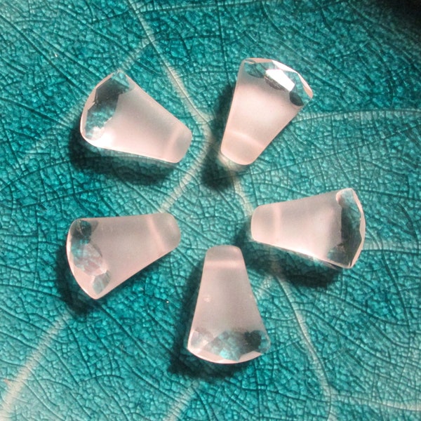 6 PCs, Crystal Quartz, Fancy, Frosted/Clear, Side Drilled, White, Clear, See photos for size, Unusual, Jewelry and Art Craft Designs