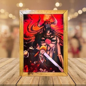 Handgemaakte anime bleekmiddel Ichigo-foto, kunstlijstlicht, led-foto, lichtbak, led-licht, schaduwschildering, anime-decor