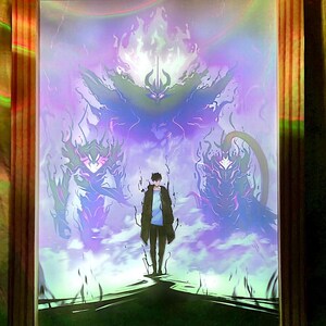 Handmade Anime Solo leveling 2 LED Photo, Art Frame Light, LED Photo, Light Box, LED Light, Shadow Painting, Anime Decor