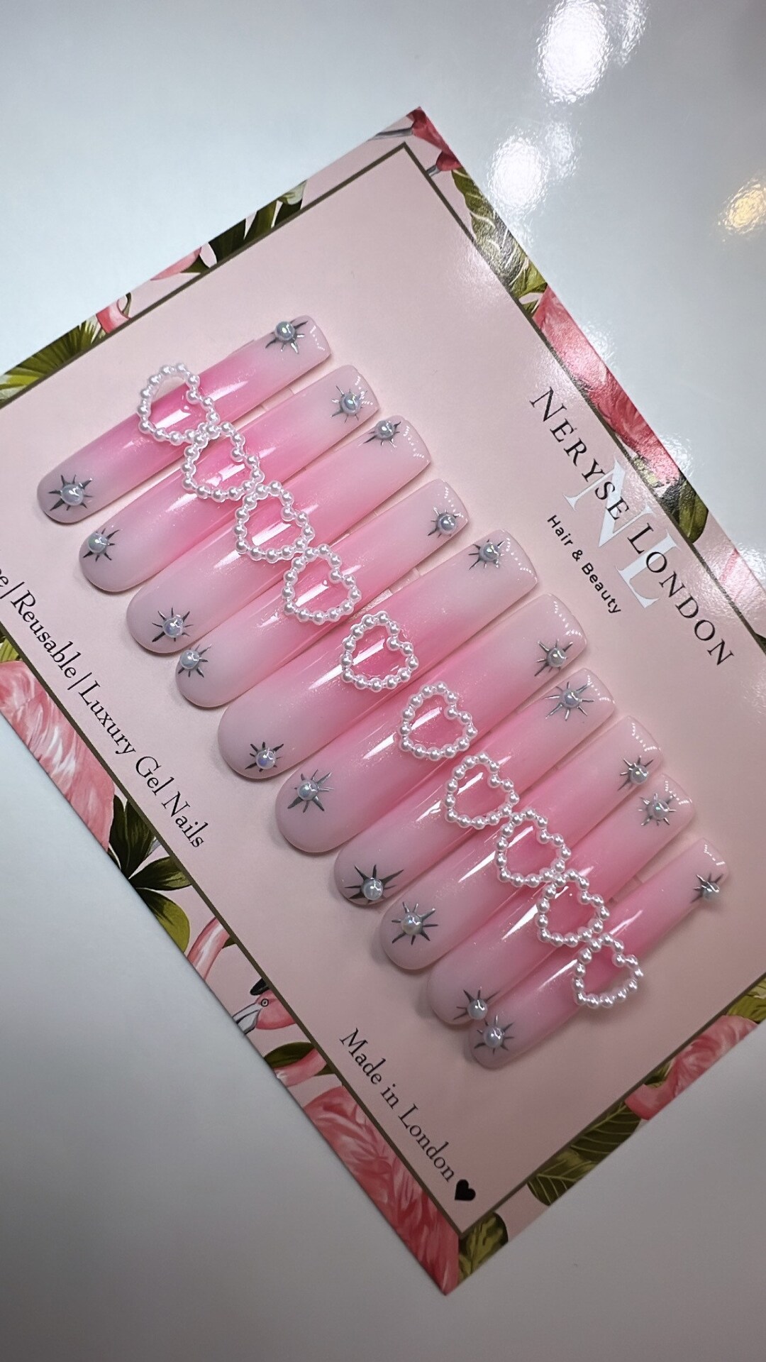 Xxl Extra Long Pink Glitter Diamonte Gem Nails Extendo Luxury Press on Nails  XL 3XL 5XL 10XL Square Coffin Stiletto Gel Acrylic Nails 
