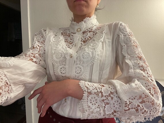 Vintage Lacy Blouse White Victorian 