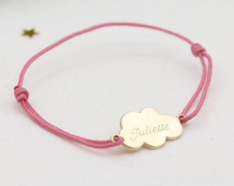 Cloud Bracelet Name - Gold Plated - Baby Little Girl or Mom
