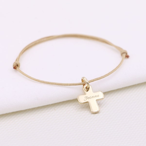 Bracelet Personalized Cord Cross - Gold Plated