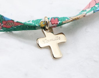 Personalized Liberty Cross Bracelet - Gold Plated