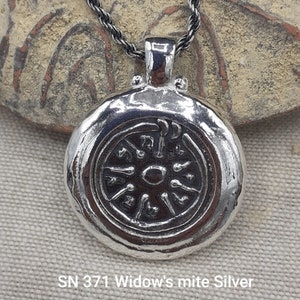 Hammer finish Widow&#39;s mite Sterling silver pendant