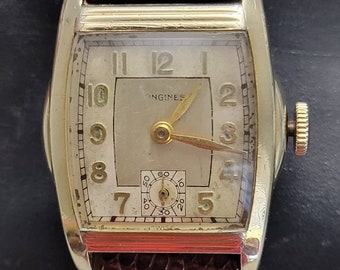 1940's LONGINES 10KGF Ca.10L Fancy Case 17 Jewels Manual Wind Men's Watch