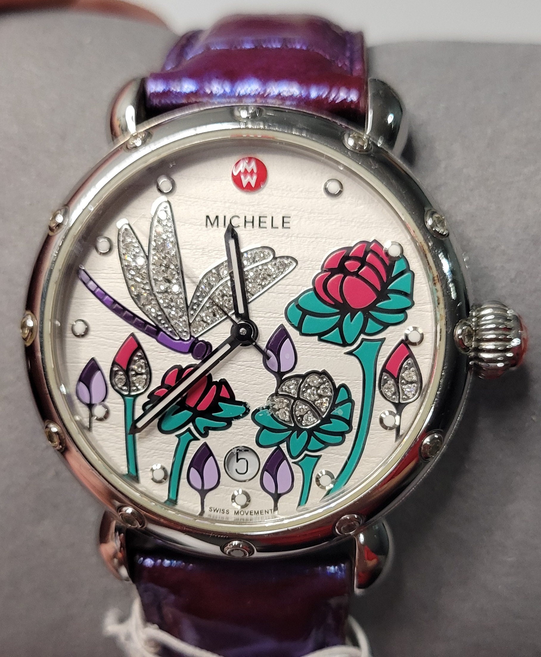 Michele 36 mm Garden Party Diamantes .69 ct 3 joyas Cuarzo Damas Etsy Mexico