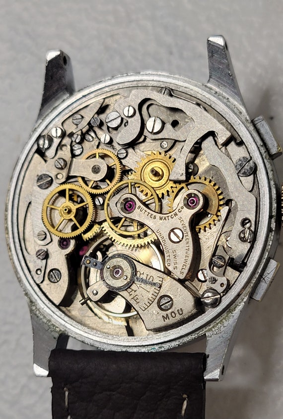 Cadran Chronographe Suisse Almadia Pour Landeron 48 - 33.40mm, Argent, New Old Stock (NOS)