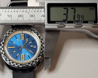 Rare BELAIR Seapearl 600 Model 1550 Blue Dial 17 Jewels Automatic
