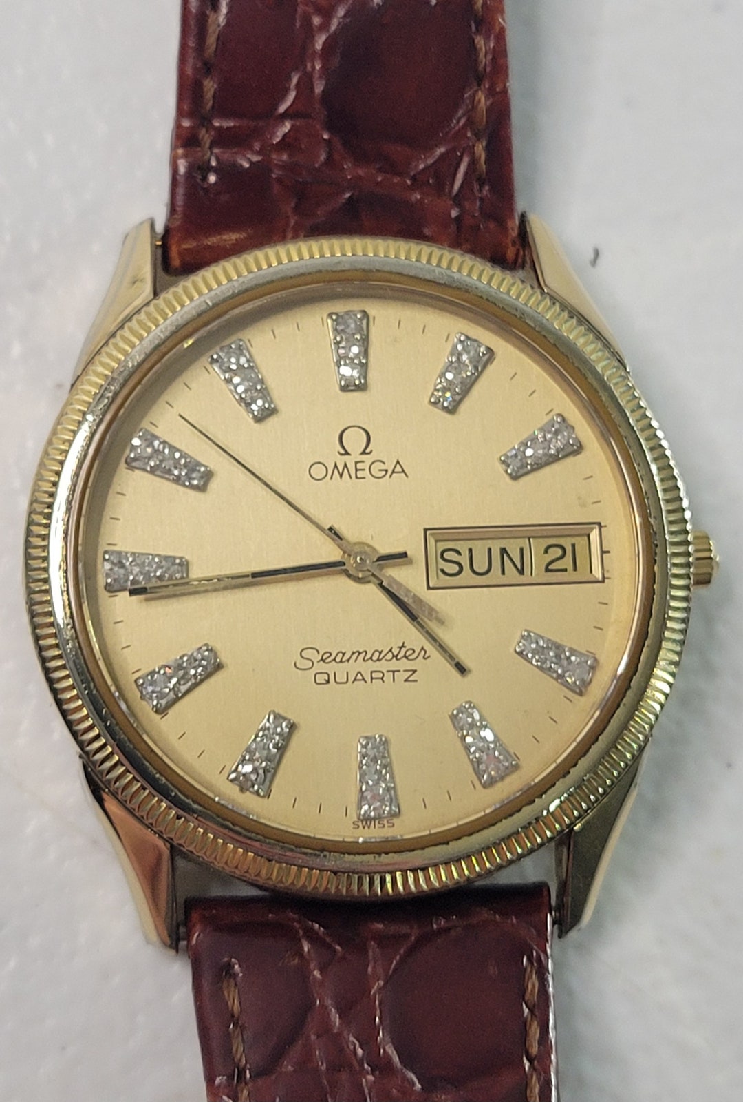 Omega Seamaster 20 Microns 33 Diamonds Cal.1425 Quartz Men s Watch Etsy UK