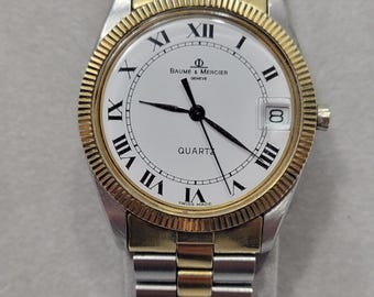 Baume Mercier Geneve 33 mm Modell 4185 Schweizisk 7-juveler Quartz Herrklocka Fungerande