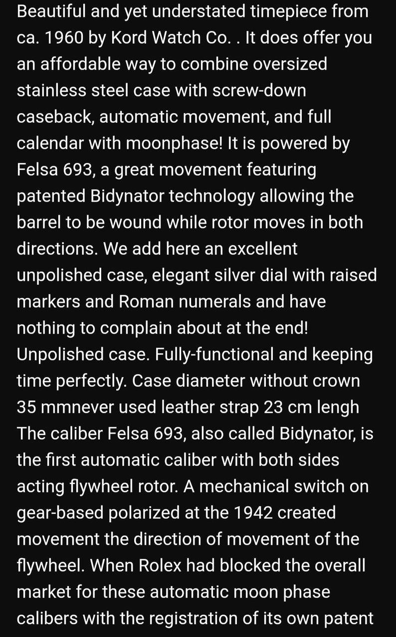 May include: A silver watch with a black leather strap and a white face. The watch has a moonphase complication and is powered by a Felsa 693 movement. The watch is 35 mm in diameter and has a screw-down caseback.
