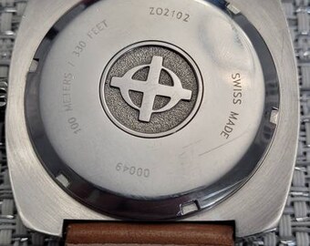 RARE ZODIAC Zo2122 Am/pm Dial Orange Bezel Swiss Quartz Men's