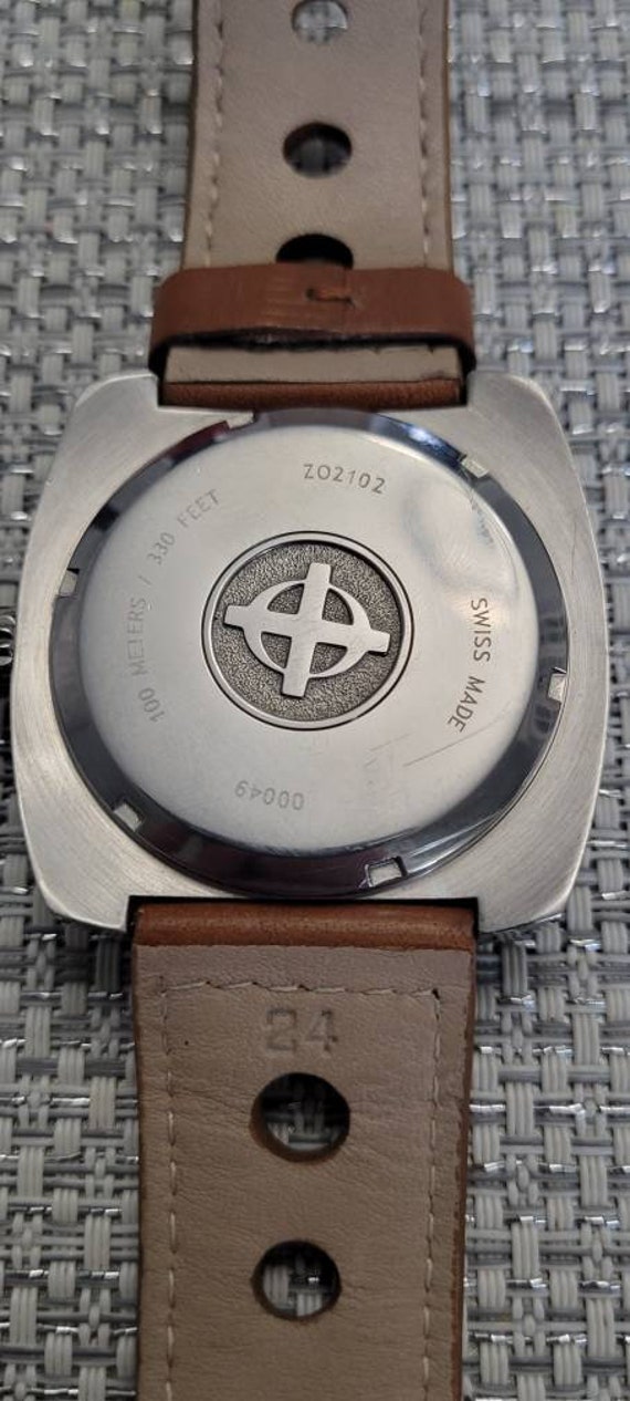 RARE ZODIAC Zo2122 Am/pm Dial Orange Bezel Swiss Quartz Men's