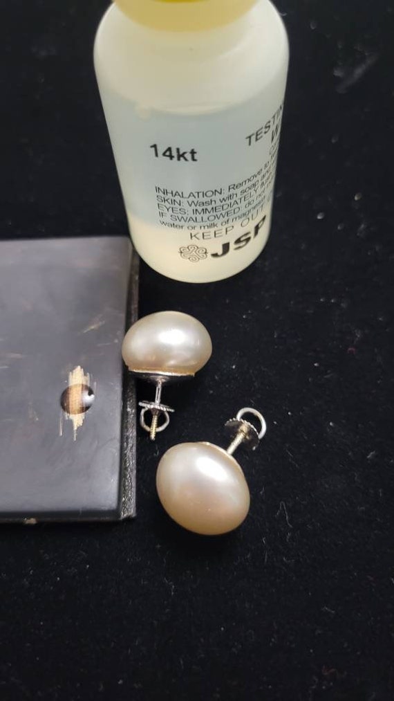 Vintage 14k Real Pearls Earrings Set - image 6