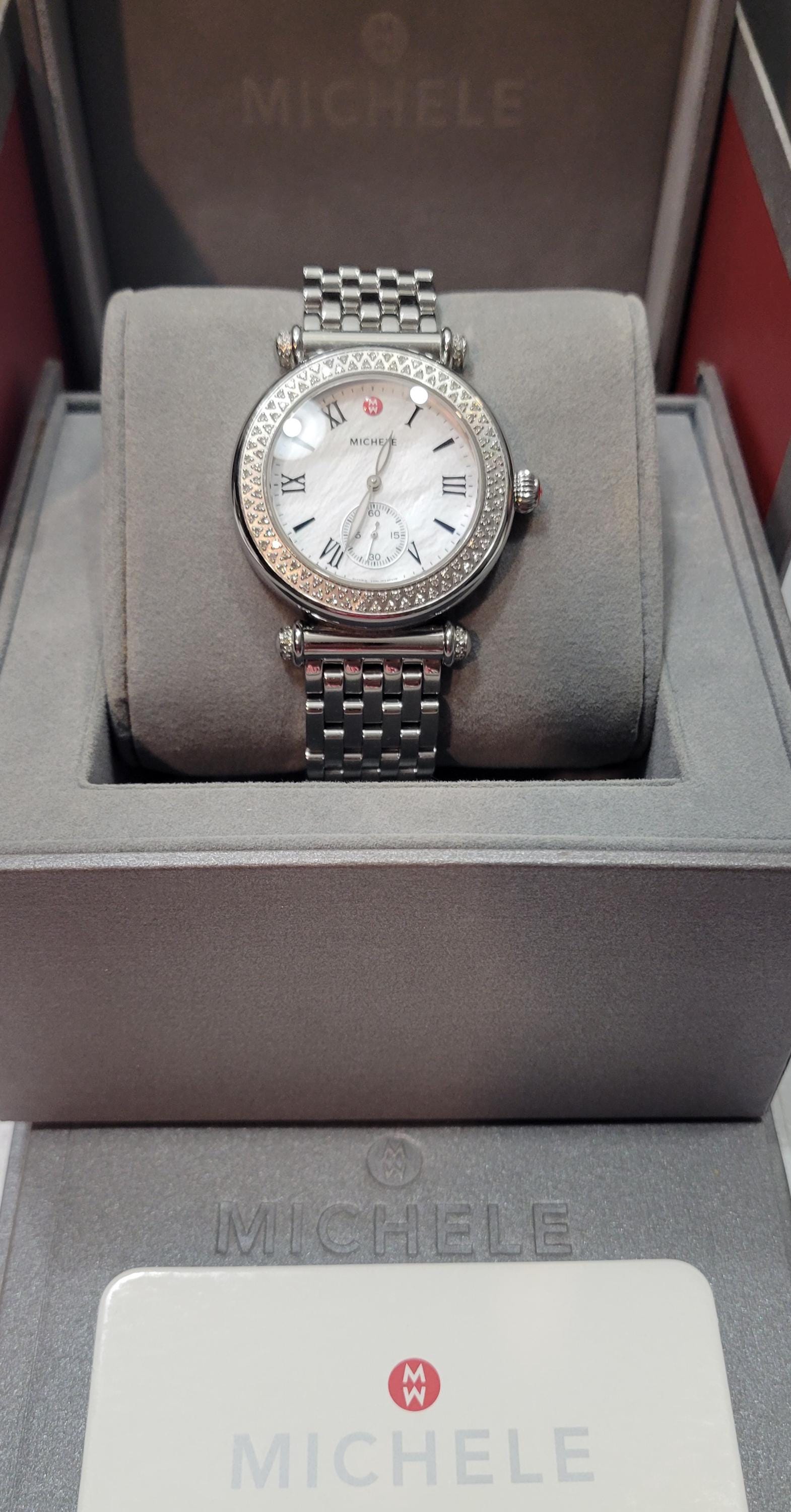 Michele Caber 37mm .58 CT Diamond Mop Dial Swiss Quartz  display picture 2