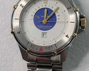 Krieger Tidal Chronometer Jewels Swiss Quartz Men's Watch With Box