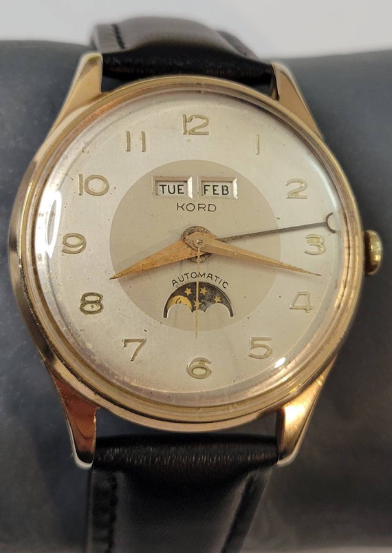 1950's Kord Triple Date Moonphase 35mm Bidynator 17 Jewels Automatic Men's Watch
