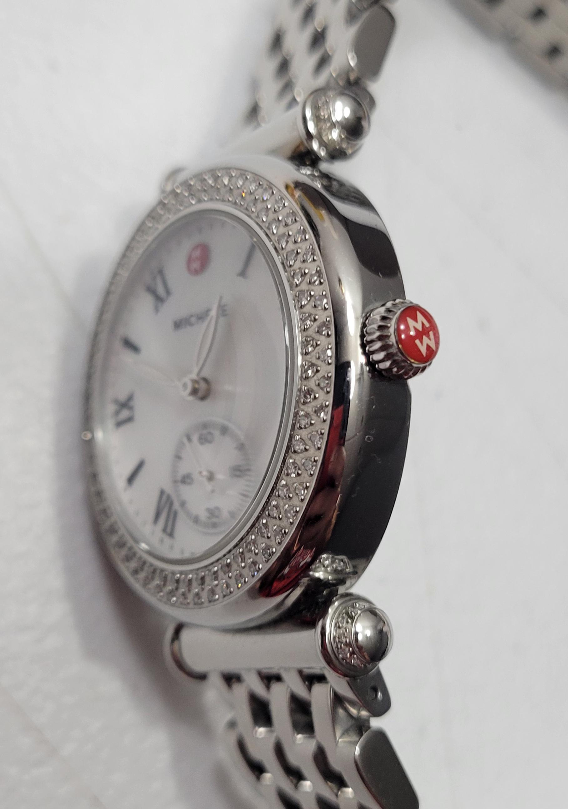 Michele Caber Rose Gold Tone Diamond Bezel MOP Dial 37mm Quartz Womens Watch Michele Caber Isle Diamond Watch 32mm Women Mop Dial Rose  main image 4