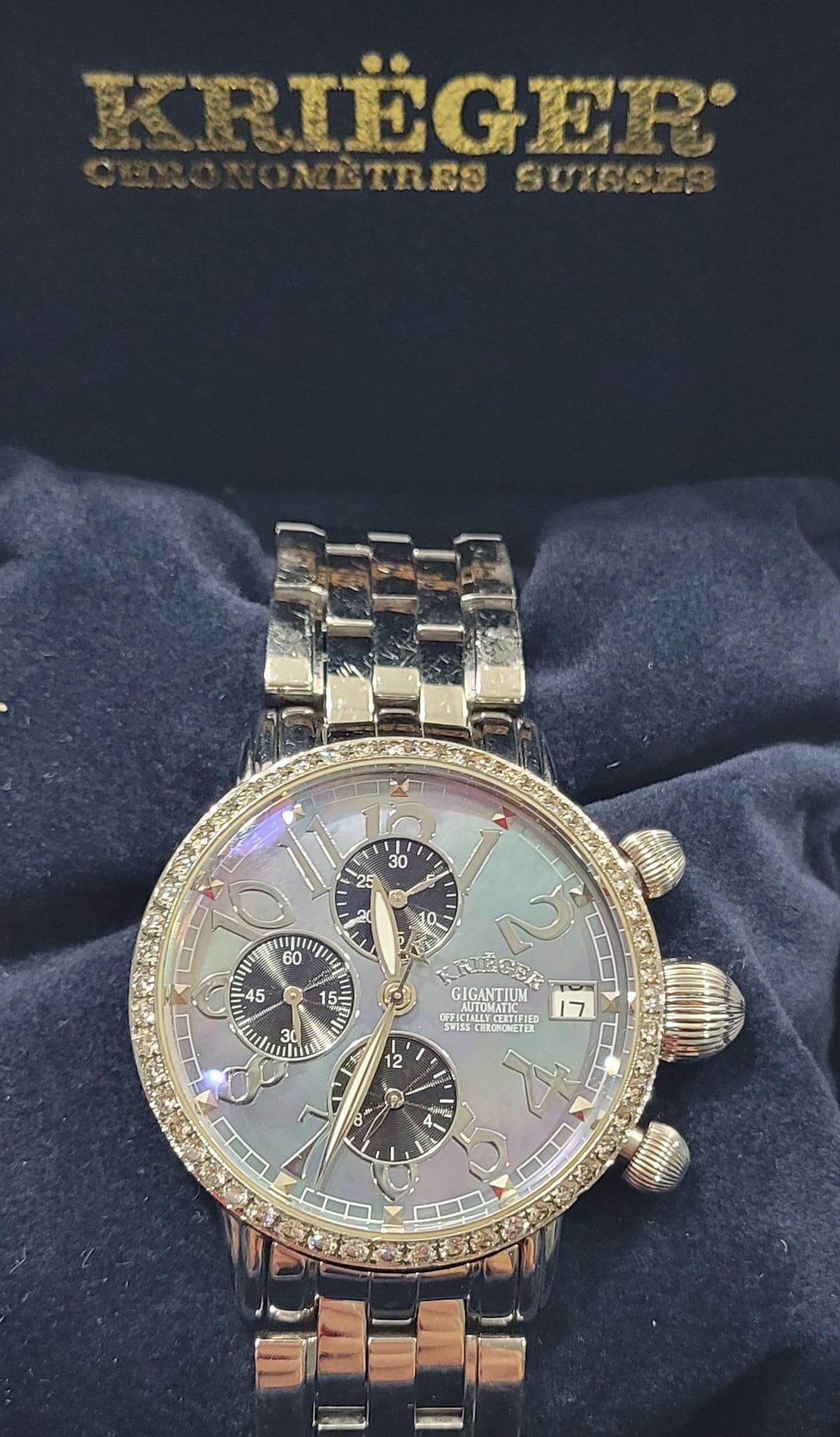 Buy Krieger Gigantium Diamond Bezel 42mm K9009 Automatic 25 Jewels Men's  Watch Working Online in India