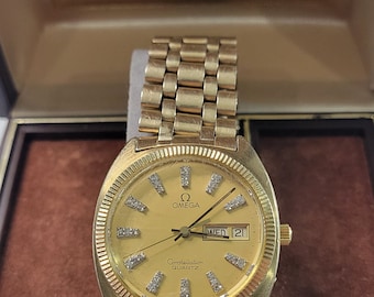 Rare Omega Constellation 10KGF 33 Diamonds 1345 Movement Quartz Men s Watch