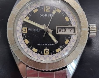 Rzadki zabytkowy zegarek męski Dorset Skin Diver z lat 60. z automatycznym mechanizmem i 17 kamieniami kal. Ut38