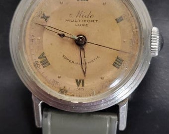 Orologio da uomo Mido Multifort Luxe Military 17Jwls automatico Bumper Cal.817 degli anni '50