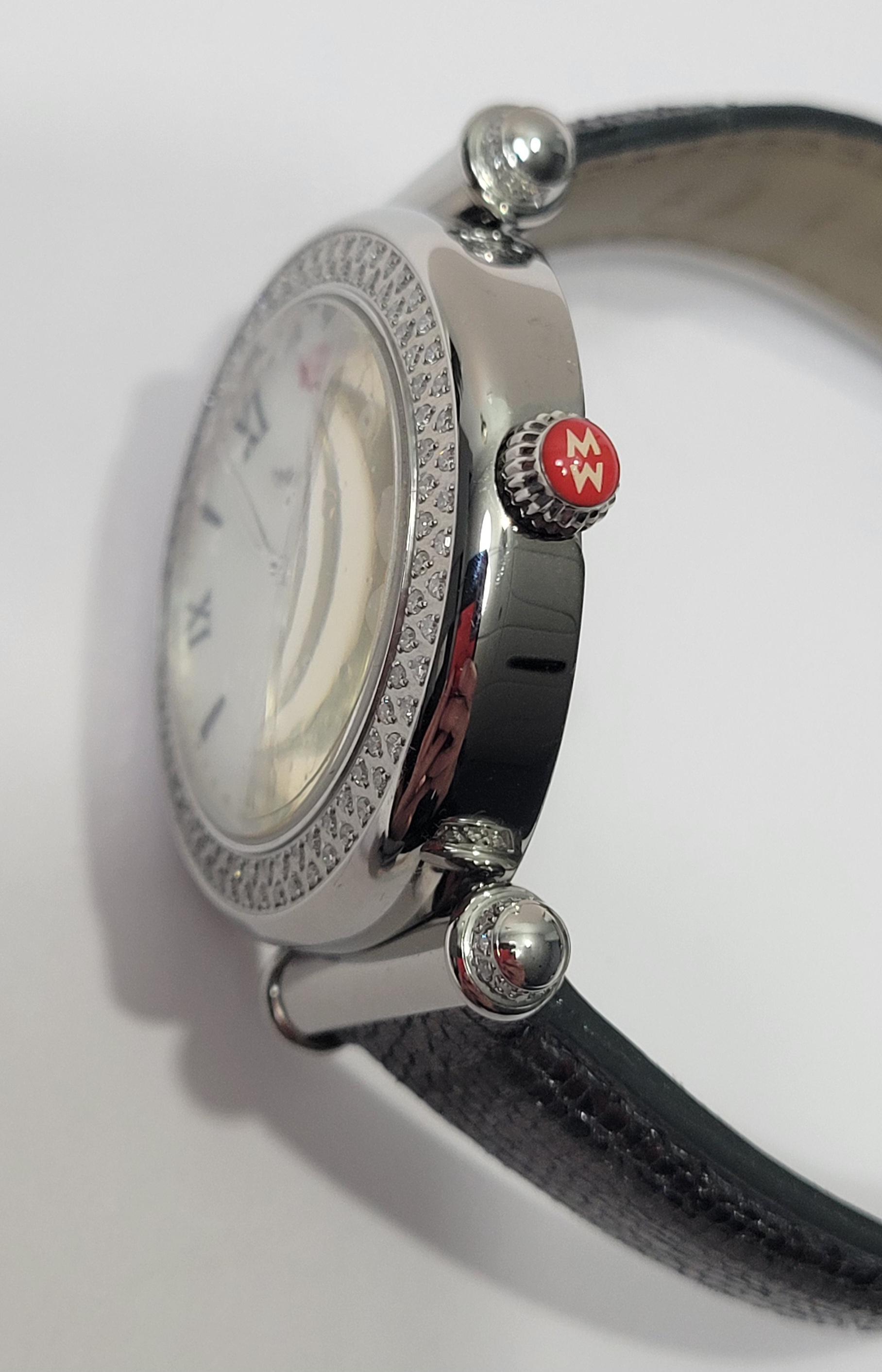 Michele Caber 37mm .58 CT Diamond Mop Dial Swiss Quartz  display picture 3