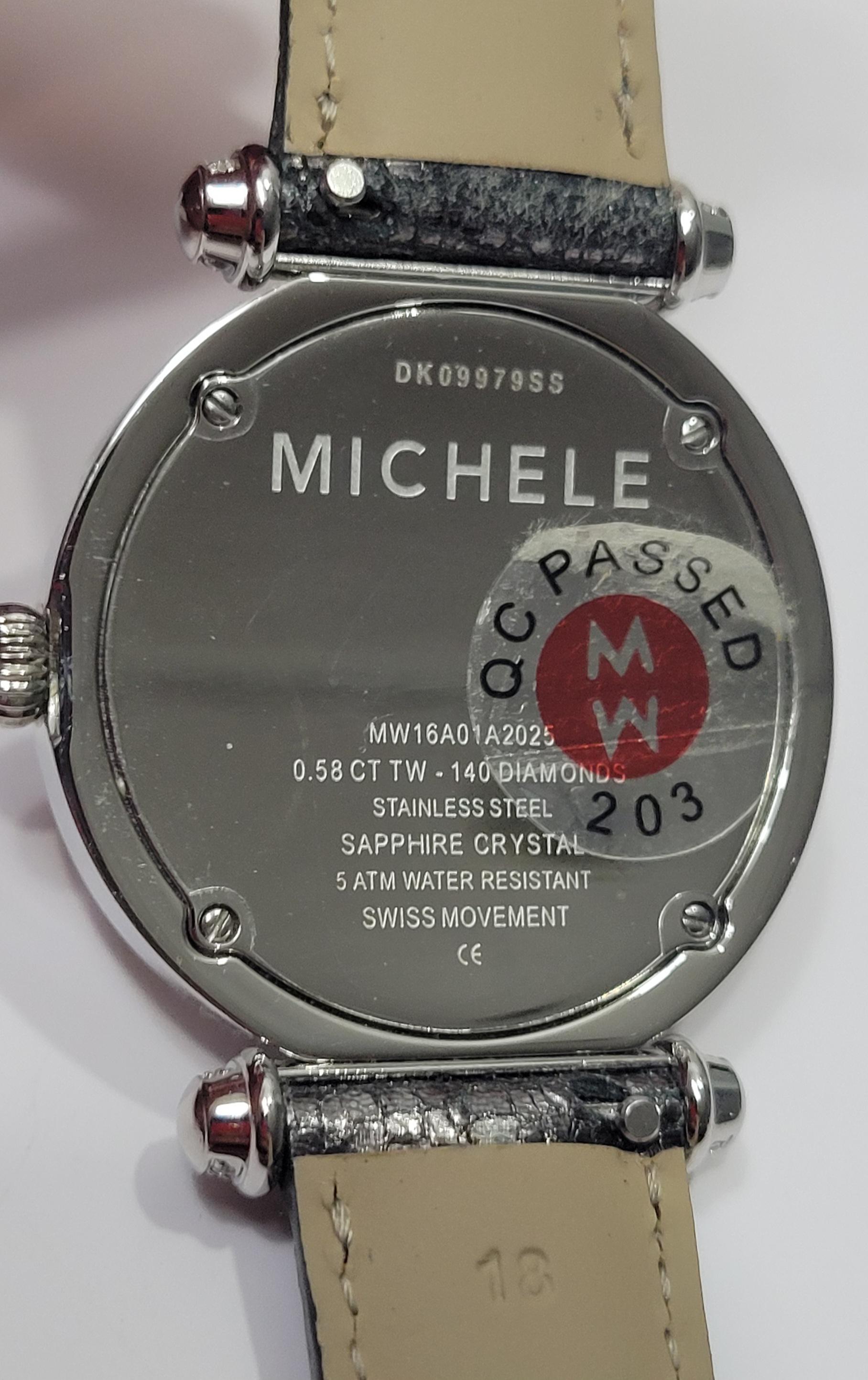 Michele Caber Gold Tone Diamond Bezel MOP Dial 37mm Quartz Womens Watch Michele Caber 37mm .58 CT Diamond Mop Dial Swiss Quartz  main image 3