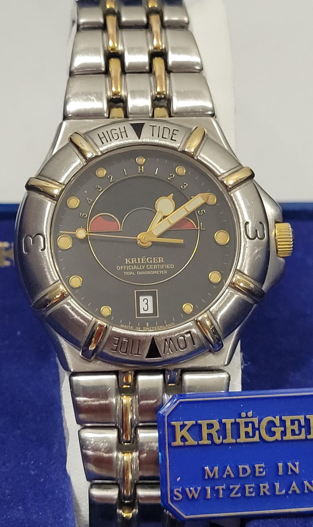 Krieger Tidal 38mm 18k/stainless Steel Men's Quartz Watch Working