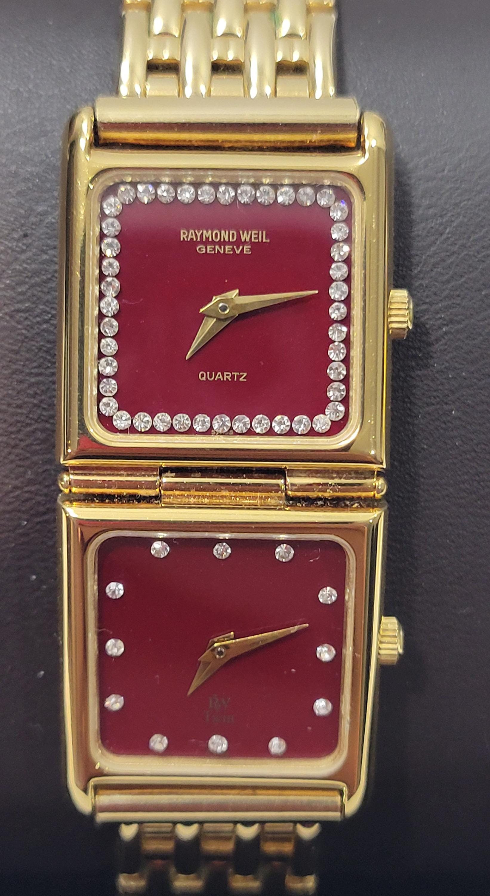 RAYMOND WEIL GENEVE ゴールドブレスレットウォッチ Raymond Weil Geneva 5536 18K Gold Electroplated Mens Vintage