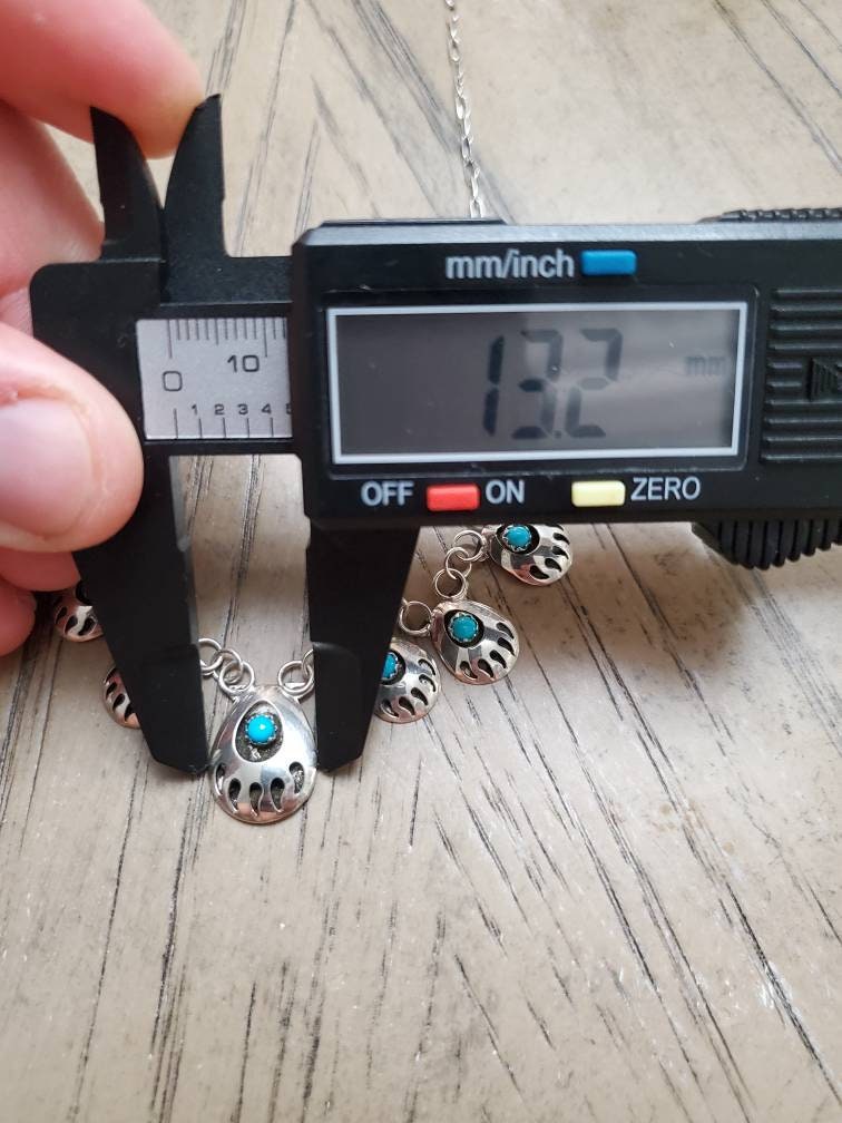 Navajo Vintage Turquoise Bear Paw Sterling Silver Necklace and Earrings ...