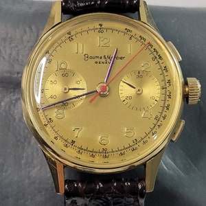 1950's Baume & Mercier 18k Solid Landeron Cal.48 Manual 17 Rubis Men's Watch