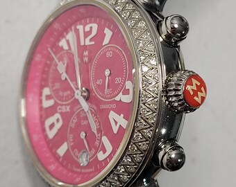 Michele Csx 36mm .60ct Diamond Bezel Hot Pink Dial 3 Jewels  display picture 3