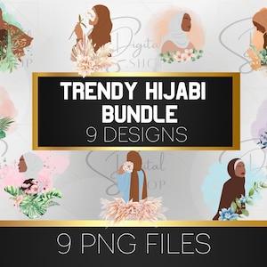Bundle Hijabi clipart, Islamic Clipart, Muslimah Png, Muslim PNG, Islamic PNG, islamic quotes PNG, muslim sublimation file, digital download